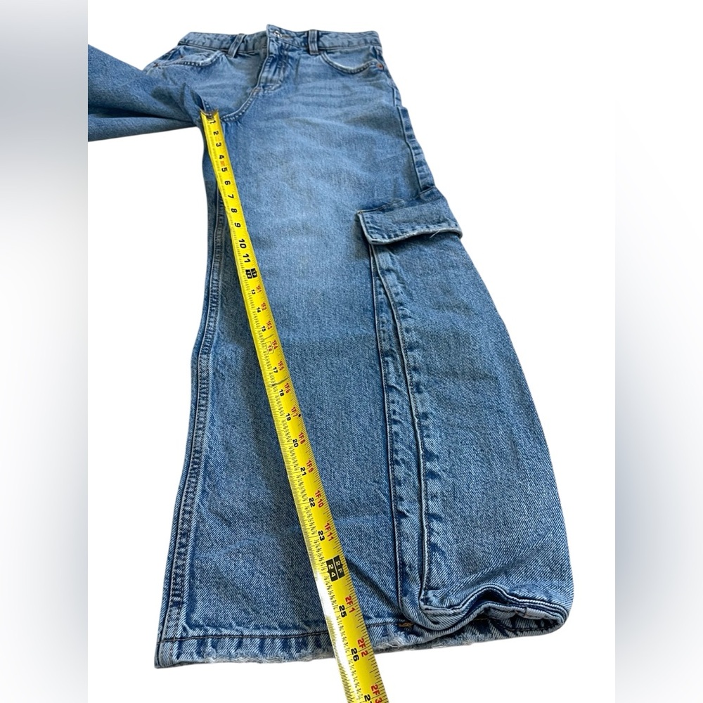 Zara High Waisted baggy fit Denim Jeans Y2k Style Sz 13-14 CM 164 (27x26 Actual) - Picture 3 of 12